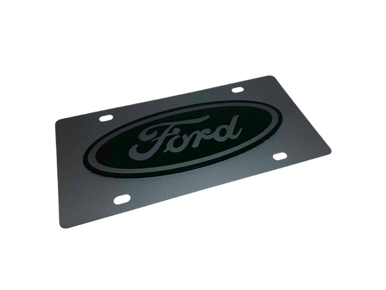 Ford Oval Blacked Out Carbon Steel License Plate