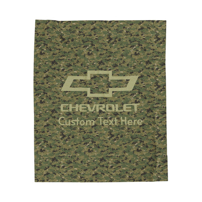 Personalized Chevrolet Bowtie Digital Camo Velveteen Plush Blanket