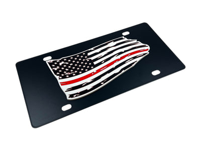 Distressed American Flag Carbon Steel License Plate