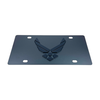 Air Force Carbon Steel Blacked Out License Plate