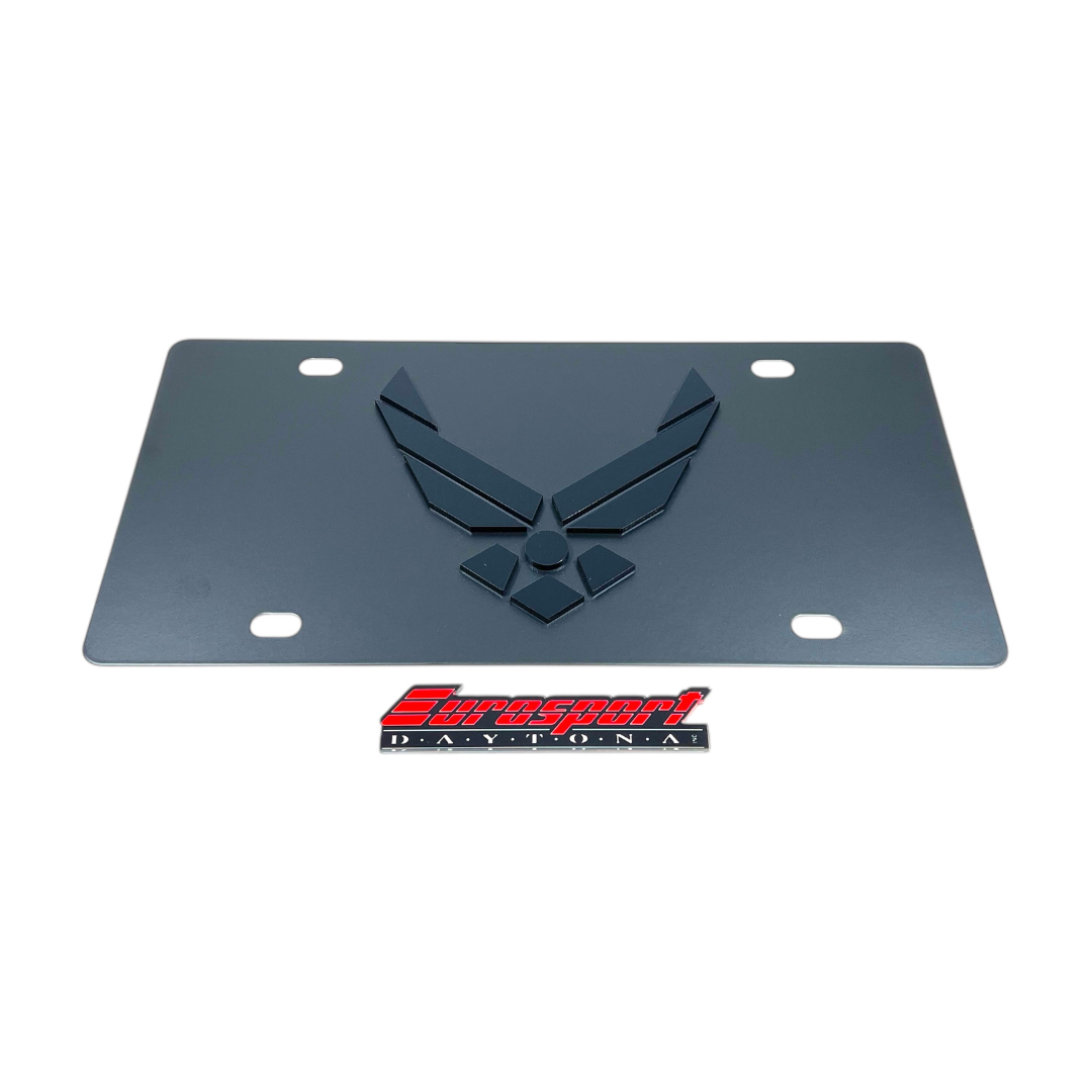 Air Force Carbon Steel Blacked Out License Plate