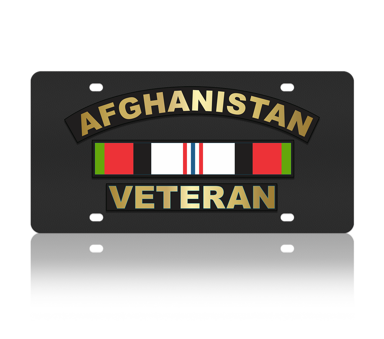 Afghanistan War Veteran Service Ribbon Carbon Steel License Plate