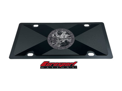 Florida State Flag Blacked Out Carbon Steel License Plate
