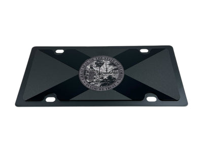 Florida State Flag Blacked Out Carbon Steel License Plate