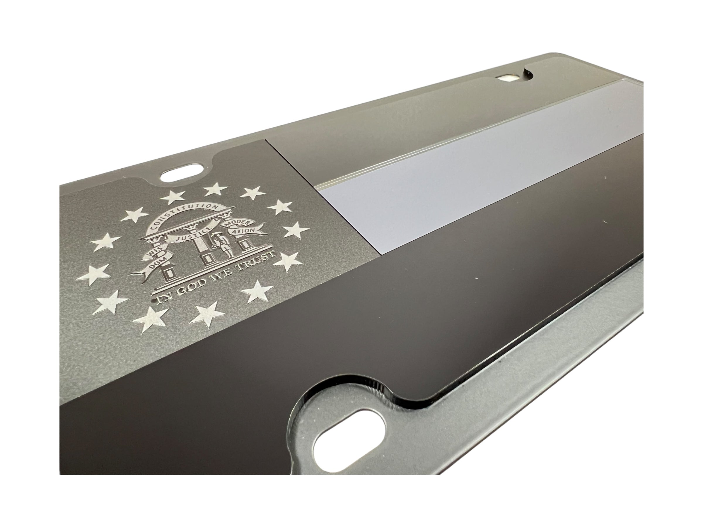 Georgia State Flag Blacked Out Carbon Steel License Plate