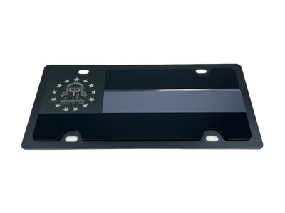 Georgia State Flag Blacked Out Carbon Steel License Plate
