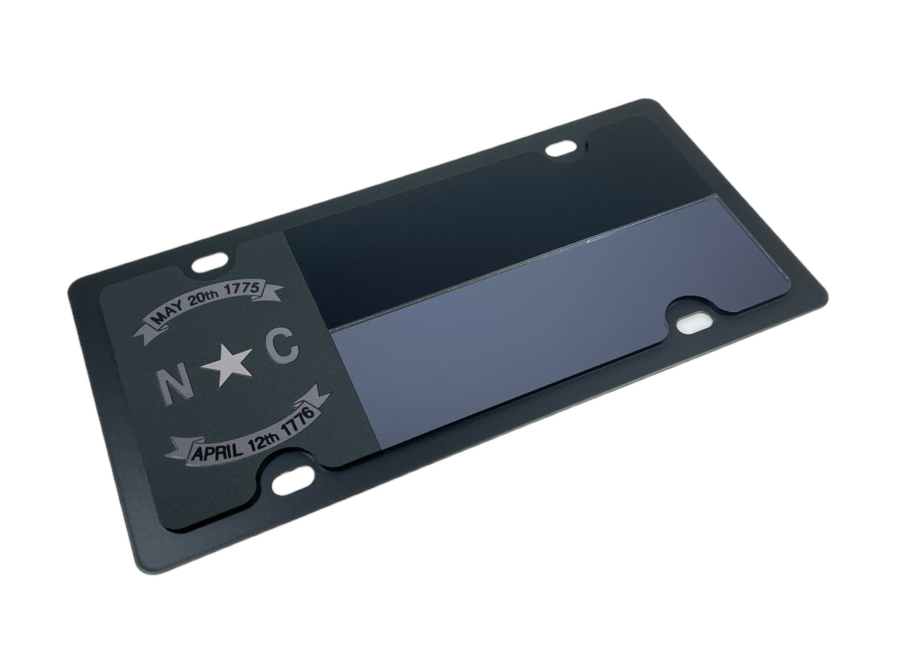 Blacked Out North Carolina Flag Carbon Steel License Plate