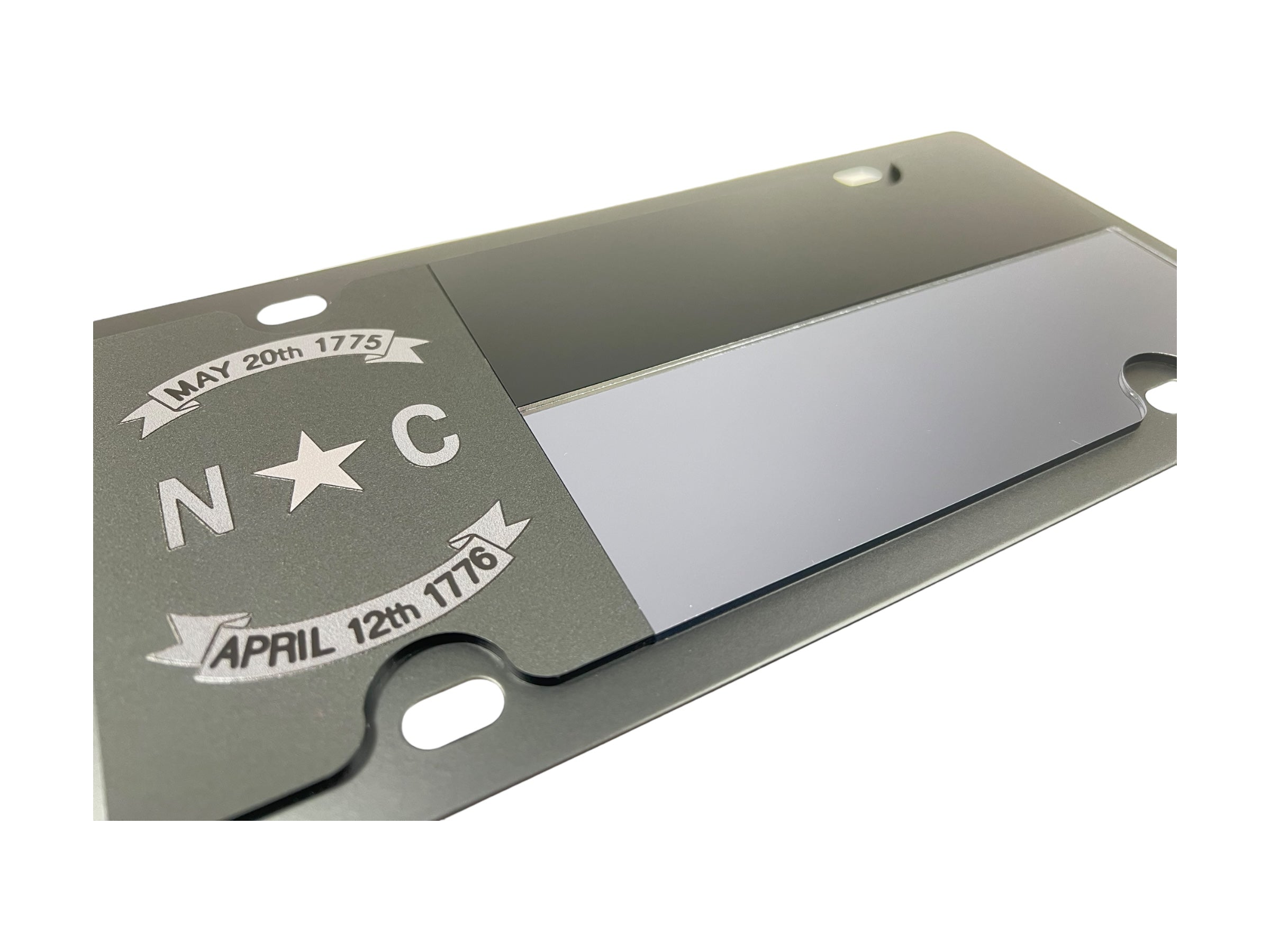 Blacked Out North Carolina Flag Carbon Steel License Plate