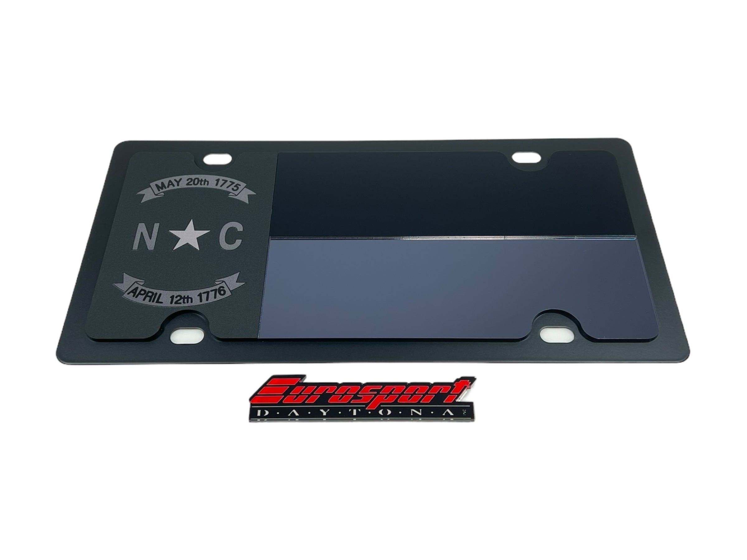 Blacked Out North Carolina Flag Carbon Steel License Plate