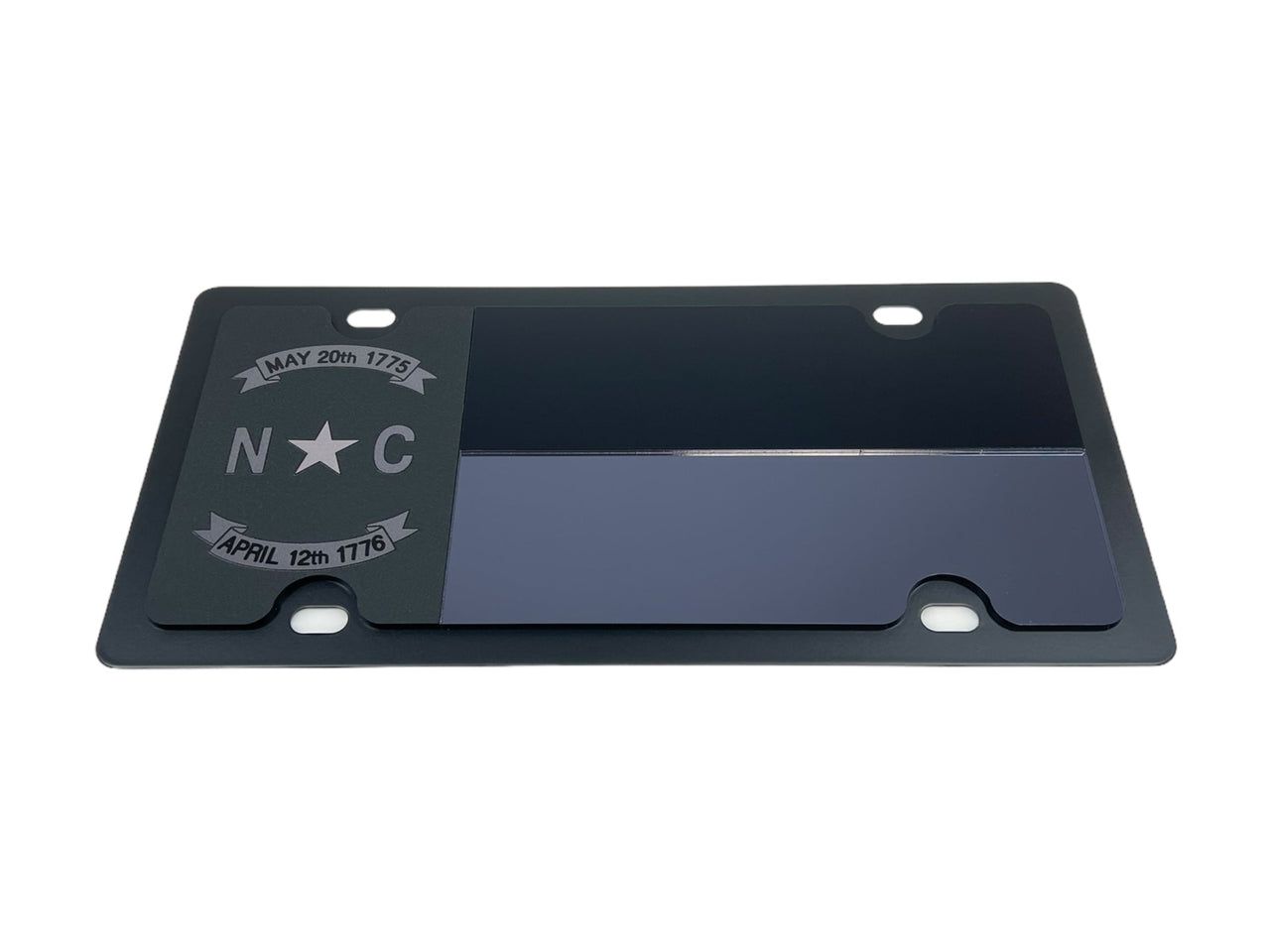 Blacked Out North Carolina Flag Carbon Steel License Plate