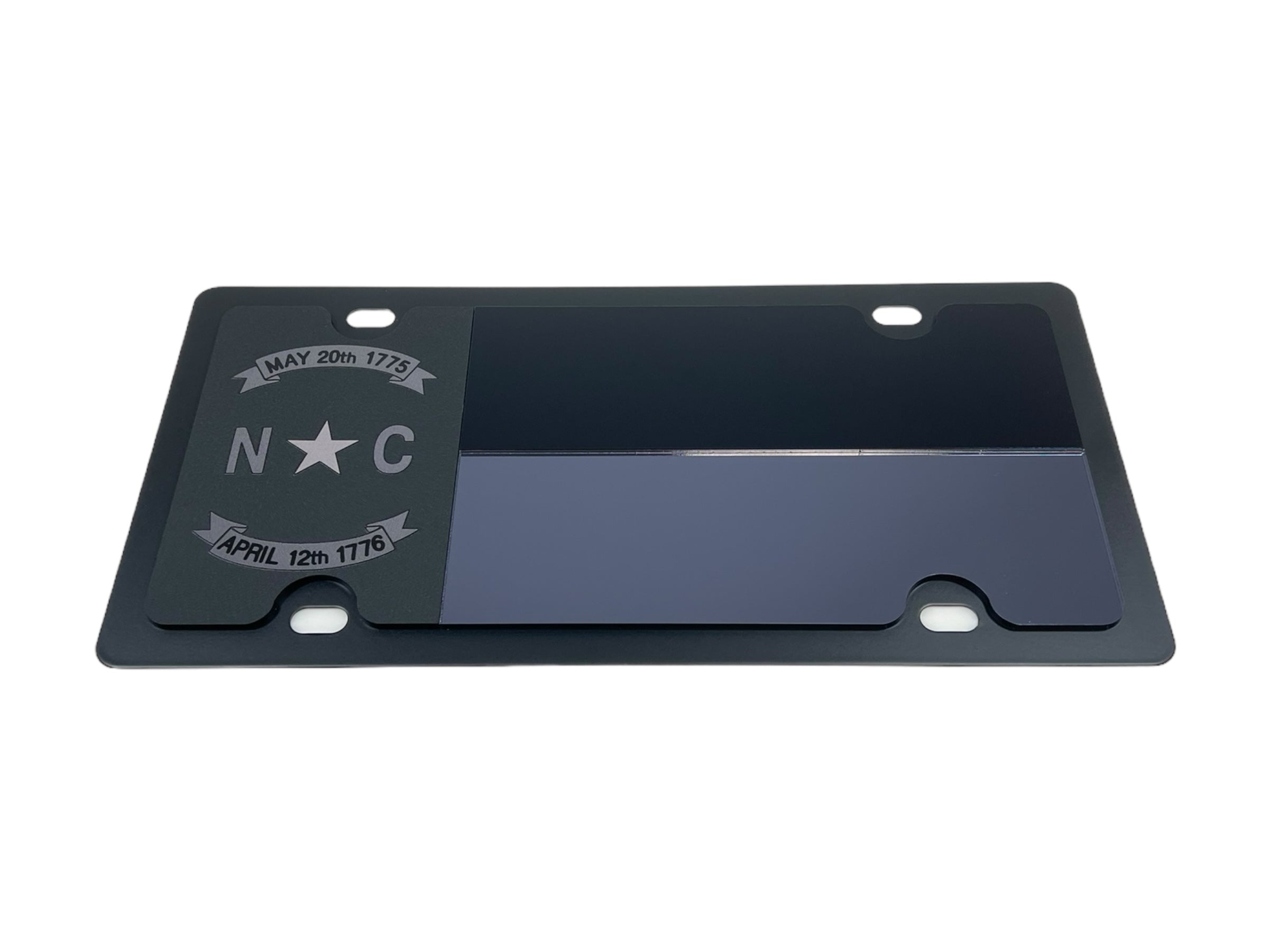 Blacked Out North Carolina Flag Carbon Steel License Plate