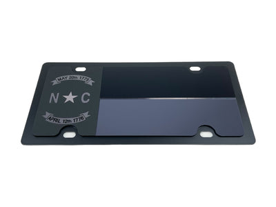 Blacked Out North Carolina Flag Carbon Steel License Plate