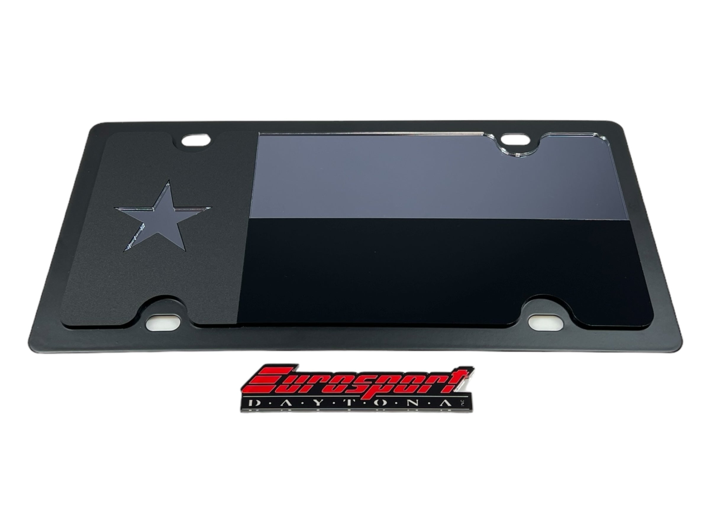 Texas State Flag Blacked Out Carbon Steel License Plate
