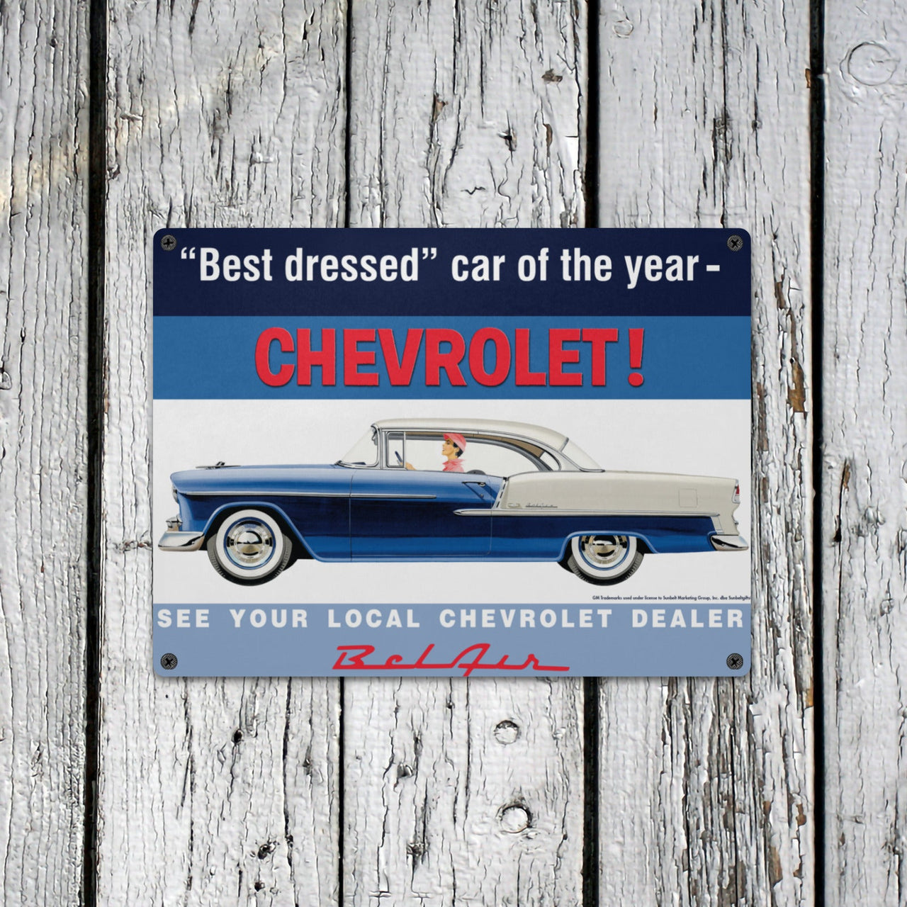 Chevrolet Bel Air  16"x12" Tin Sign – Classic Vintage Car Wall Art, Classic Muscle Car Decor for Garage, Man Cave, Bar, or Home