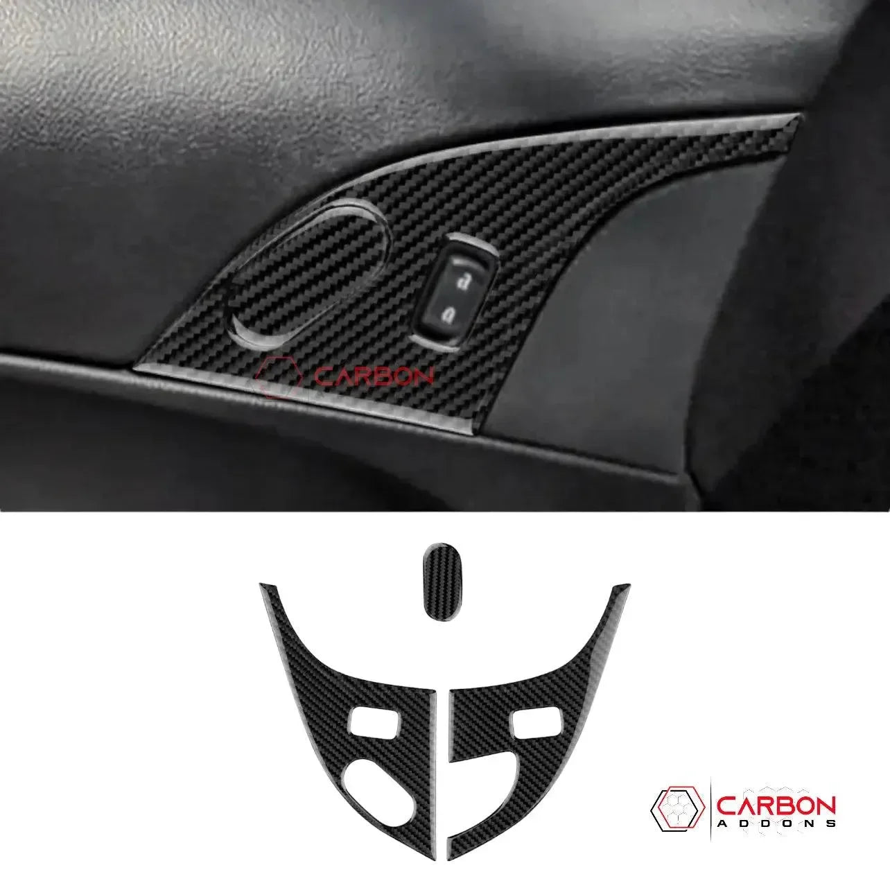 [3pcs Set] Real Carbon Fiber Door Lock Panel Switch Frame Overlay | C6 2005-2013 Corvette