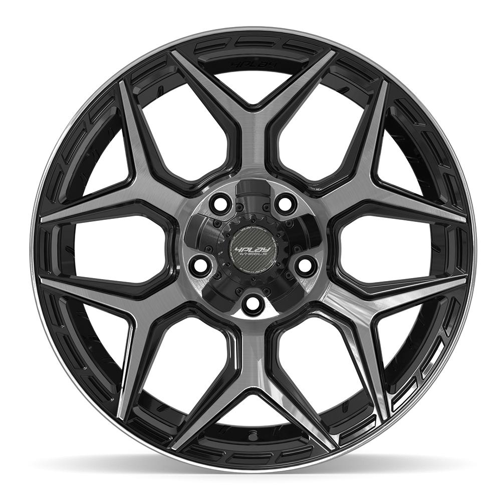 Set of 4 4Play 4P06 20x9 Gloss Black Brushed with Tinted Clear wheel, 5x127/5x139.7, 0mm offset