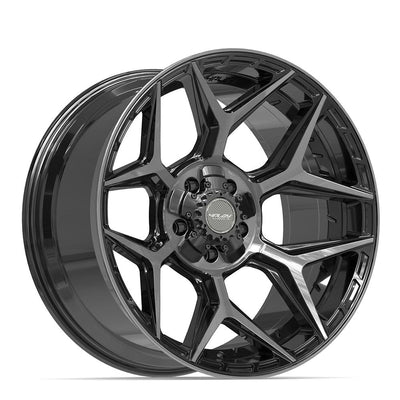 Set of 4 4Play 4P06 20x10 Gloss Black Brushed with Tinted Clear wheel, 5x127/5x139.7, -18mm offset