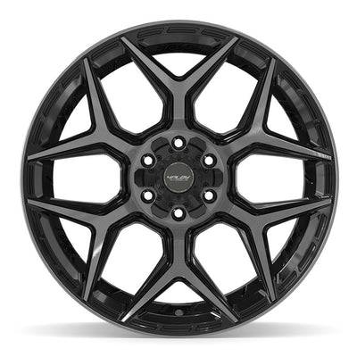 Set of 4 4Play 4P06 22x12 Gloss Black Brushed with Tinted Clear wheel, 6x135/6x139.7, -44mm offset