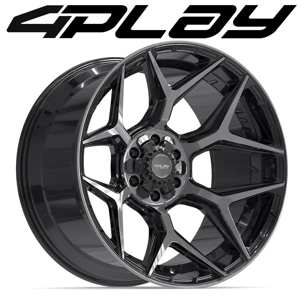Set of 4 4Play 4P06 22x12 Gloss Black Brushed with Tinted Clear wheel, 6x135/6x139.7, -44mm offset