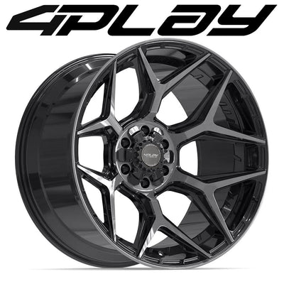 Set of 4 4Play 4P06 22x12 Gloss Black Brushed with Tinted Clear wheel, 6x135/6x139.7, -44mm offset