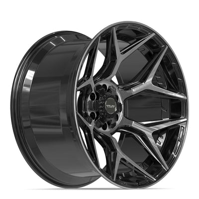 Set of 4 4Play 4P06 22x12 Gloss Black Brushed with Tinted Clear wheel, 6x135/6x139.7, -44mm offset