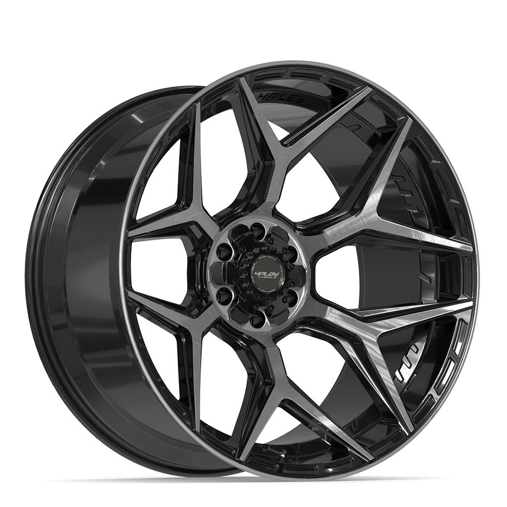 Set of 4 4Play 4P06 24x12 Gloss Black Brushed with Tinted Clear wheel, 6x135/6x139.7, -44mm offset