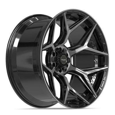 Set of 4 4Play 4P06 24x12 Gloss Black Brushed with Tinted Clear wheel, 6x135/6x139.7, -44mm offset