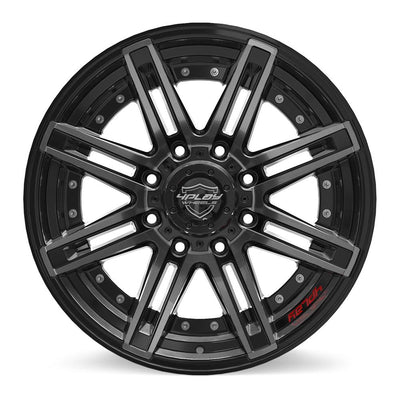 Set of 4 4Play 4P08 20x10 Gloss Black Brushed with Tinted Clear wheel, 8x180, -24mm offset