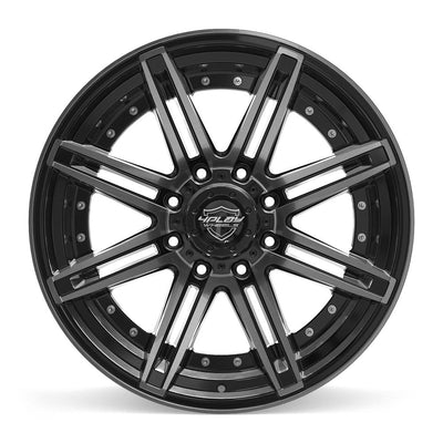 Set of 4 4Play 4P08 22x10 Gloss Black Brushed with Tinted Clear wheel, 8x165.1, -24mm offset