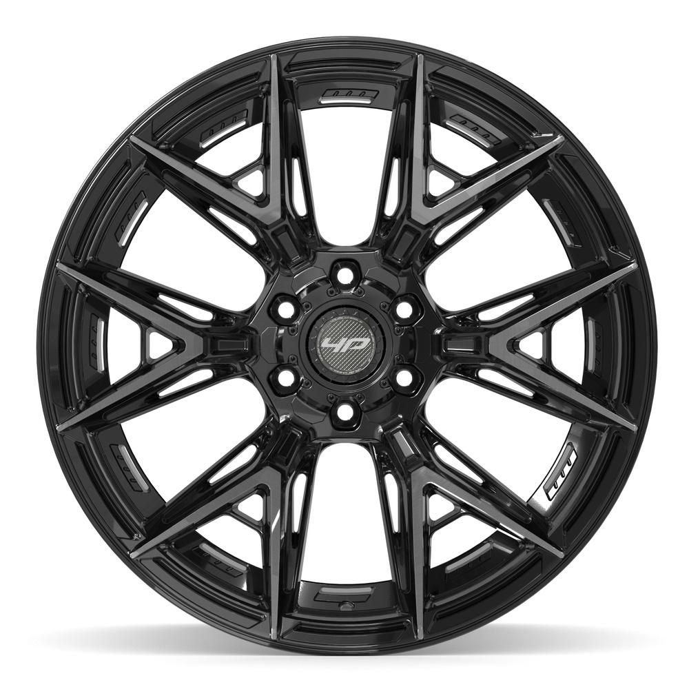 Set of 4 4Play 4P40 22x12 Gloss Black Brushed with Tinted Clear wheel, 6x135/6x139.7, -44mm offset