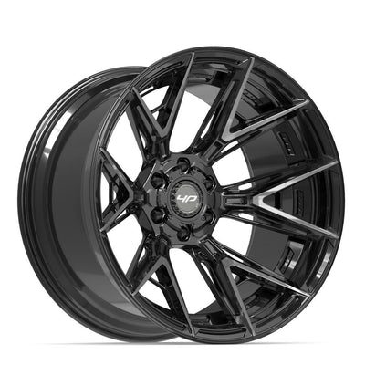 Set of 4 4Play 4P40 22x12 Gloss Black Brushed with Tinted Clear wheel, 6x135/6x139.7, -44mm offset