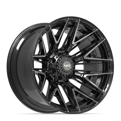 Set of 4 4Play 4P40 22x12 Gloss Black Brushed with Tinted Clear wheel, 8x165.1, -44mm offset
