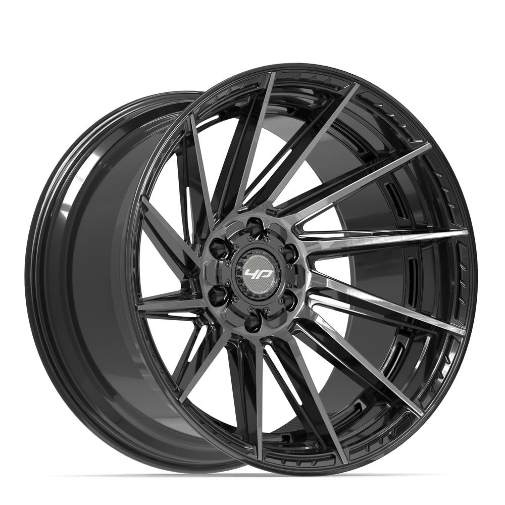 Set of 4 4Play 4P42 22x12 Gloss Black Brushed with Tinted Clear wheel, 6x135/6x139.7, -44mm offset