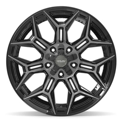 Set of 4 4Play 4P44 20x10 Gloss Black Brushed with Tinted Clear wheel, 5x127/5x139.7, -18mm offset