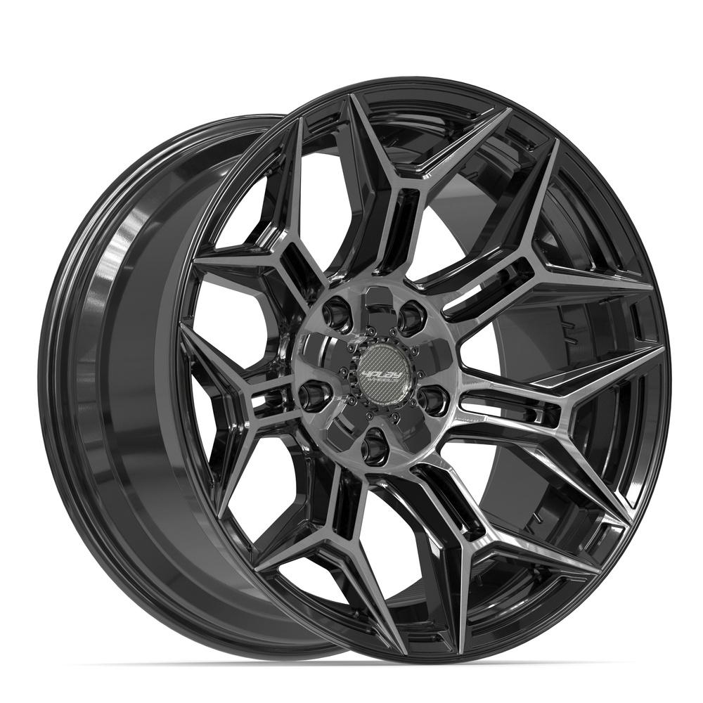 Set of 4 4Play 4P44 20x10 Gloss Black Brushed with Tinted Clear wheel, 5x127/5x139.7, -18mm offset