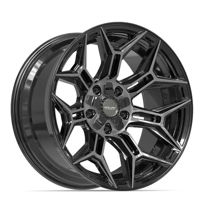 Set of 4 4Play 4P44 20x10 Gloss Black Brushed with Tinted Clear wheel, 5x127/5x139.7, -18mm offset