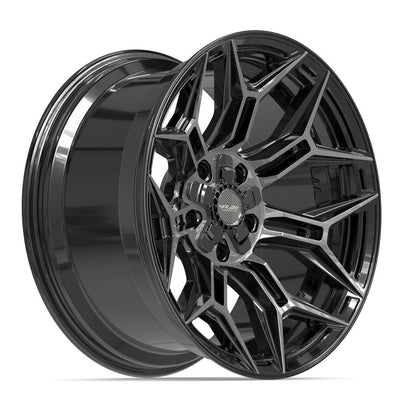 Set of 4 4Play 4P44 20x10 Gloss Black Brushed with Tinted Clear wheel, 5x127/5x139.7, -18mm offset