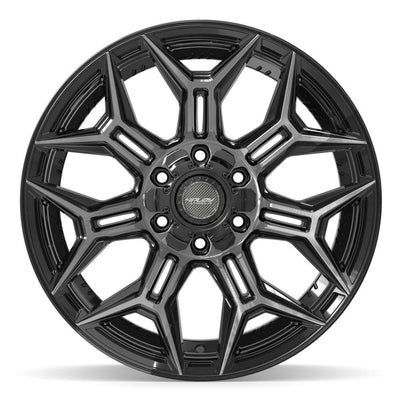 Set of 4 4Play 4P44 20x10 Gloss Black Brushed with Tinted Clear wheel, 6x135/6x139.7, -18mm offset