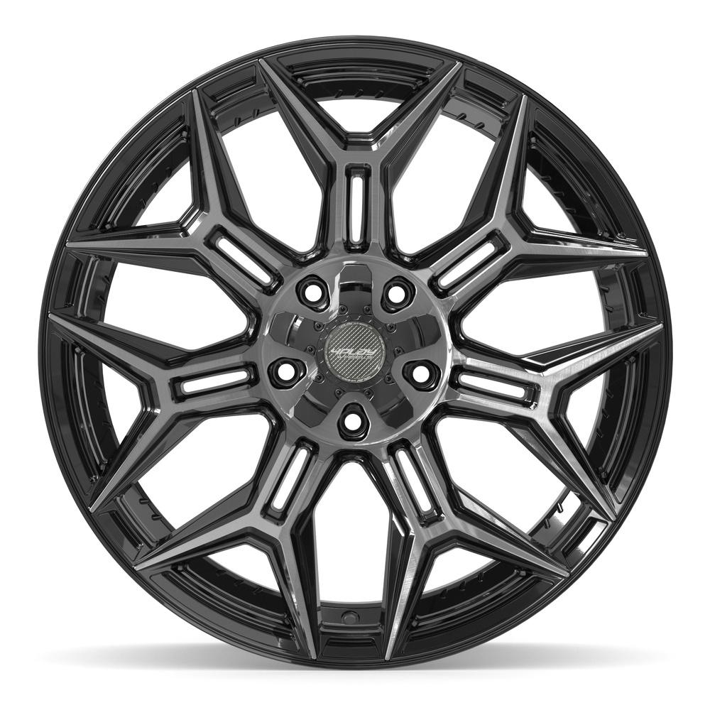 Set of 4 4Play 4P44 22x10 Gloss Black Brushed with Tinted Clear wheel, 5x127/5x139.7, -18mm offset