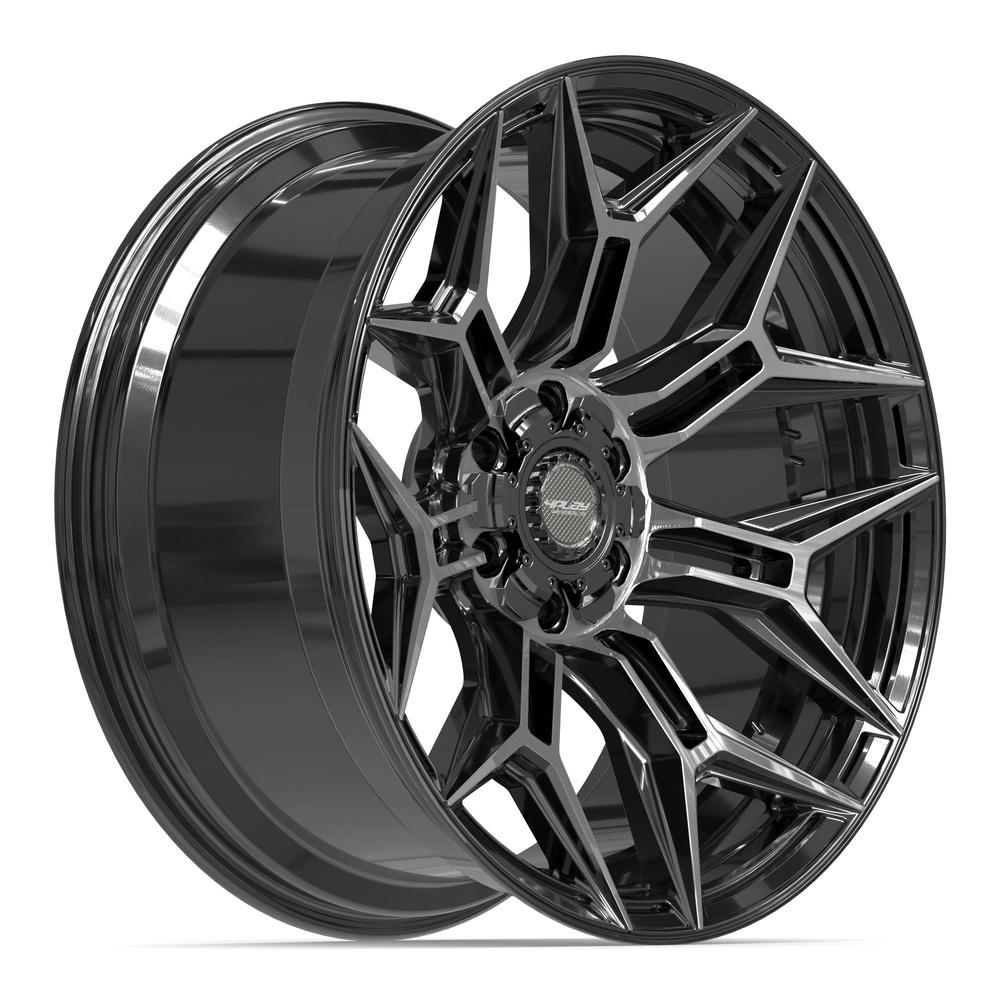 Set of 4 4Play 4P44 22x10 Gloss Black Brushed with Tinted Clear wheel, 6x135/6x139.7, -18mm offset