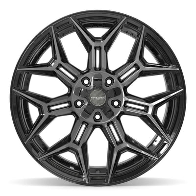 Set of 4 4Play 4P44 22x12 Gloss Black Brushed with Tinted Clear wheel, 5x127/5x139.7, -44mm offset