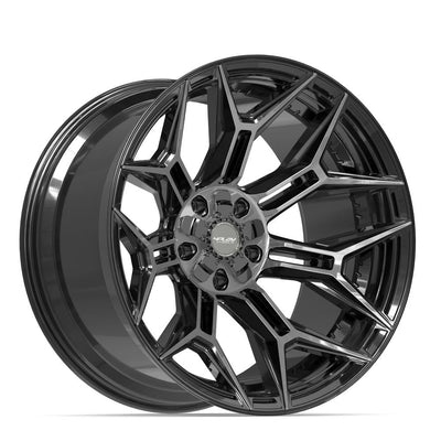 Set of 4 4Play 4P44 22x12 Gloss Black Brushed with Tinted Clear wheel, 5x127/5x139.7, -44mm offset
