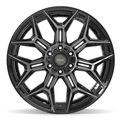 Set of 4 4Play 4P44 22x12 Gloss Black Brushed with Tinted Clear wheel, 6x135/6x139.7, -44mm offset