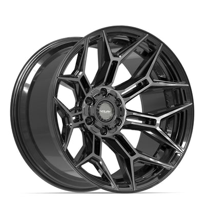 Set of 4 4Play 4P44 22x12 Gloss Black Brushed with Tinted Clear wheel, 6x135/6x139.7, -44mm offset