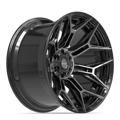 Set of 4 4Play 4P44 22x12 Gloss Black Brushed with Tinted Clear wheel, 6x135/6x139.7, -44mm offset