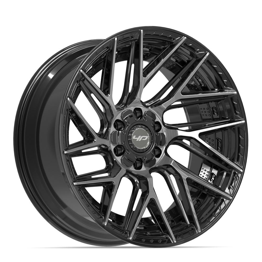 Set of 4 4Play 4P45 22x10 Gloss Black Brushed with Tinted Clear wheel, 6x135/6x139.7, -18mm offset