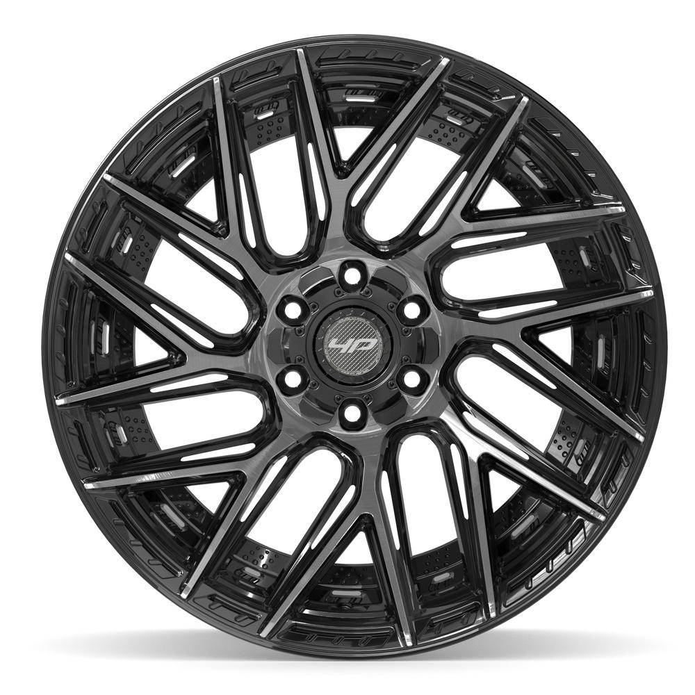 Set of 4 4Play 4P45 22x12 Gloss Black Brushed with Tinted Clear wheel, 6x135/6x139.7, -44mm offset