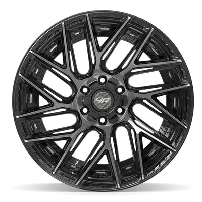 Set of 4 4Play 4P45 22x12 Gloss Black Brushed with Tinted Clear wheel, 6x135/6x139.7, -44mm offset