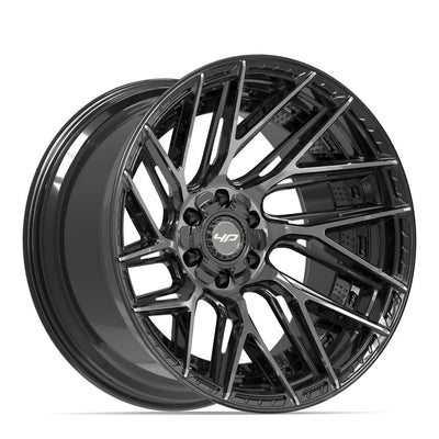 Set of 4 4Play 4P45 22x12 Gloss Black Brushed with Tinted Clear wheel, 6x135/6x139.7, -44mm offset
