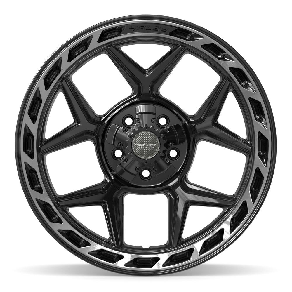 Set of 4 4Play 4P55 20x10 Gloss Black Brushed with Tinted Clear wheel, 5x127/5x139.7, -18mm offset